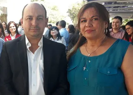 Ernesto Benítez, titular de la INC y Emilce Antonia Montiel de Paredes, sindicalista y dirigente colorada.