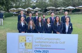 Seleccionados paraguayos damas y caballeros presentes en la Copa Los Andes de Golf en Chile. (Gentileza)