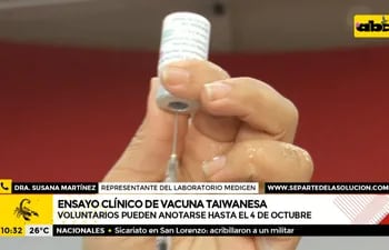 Vacuna taiwanesa: voluntarios para ensayo pueden anotarse hasta el 4 de octubre