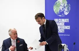 El príncipe Carlos y el presidente de Francia, Emmanuel Macron, durante la conferencia del Clima, COP26, que arrancó en Glasgow.