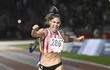 Camila Pirelli después de superar la meta y conquistar la prueba de los 200 metros en el Heptatlón de los Juegos Suramericanos Asunción 2022.