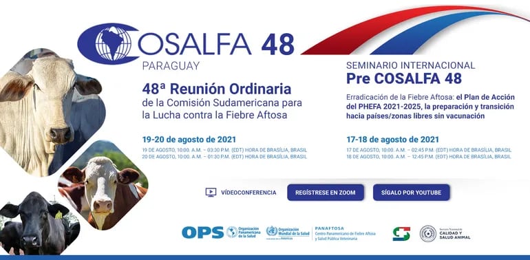 Banner informativo de la reunión Cosalfa 48, de la que será sede el Paraguay, pero será virtual, debido a la situación de pandemia.