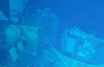 La timonera del naufragio del destructor naval USS Samuel B. Roberts, conocido coloquialmente como "Sammy B", después de que fuera descubierto frente a las Filipinas.