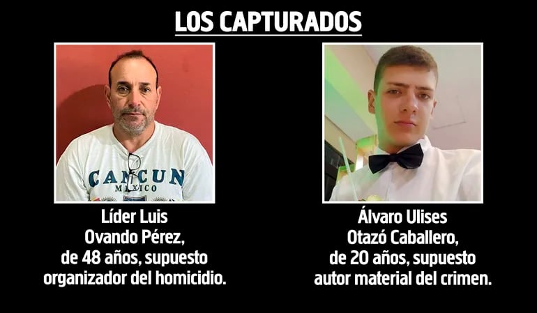 Líder Luis Ovando Pérez, de 48 años, y Álvaro Ulises Otazó Caballero, de 20 años, detenidos por el crimen en Villeta.