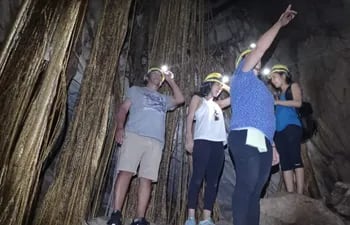 En la caverna 54 se pueden ver las raìces de Guapo`y, que son todo un atractivo de turismo interno en San Lázaro, Concepción.