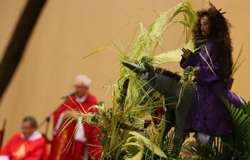 El Señor de las Palmas durante la celebración del Domingo de Ramos en Luque.