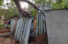 Numerosas casas terminaron destechadas y frondosos árboles destruyeron viviendas y cableados de la Ande en Santaní y Guayaybi.