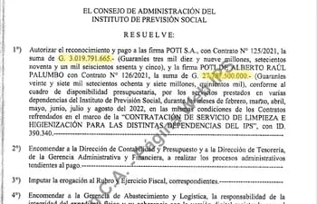 Resolución del IPS que autoriza pago a empresas sancionadas.