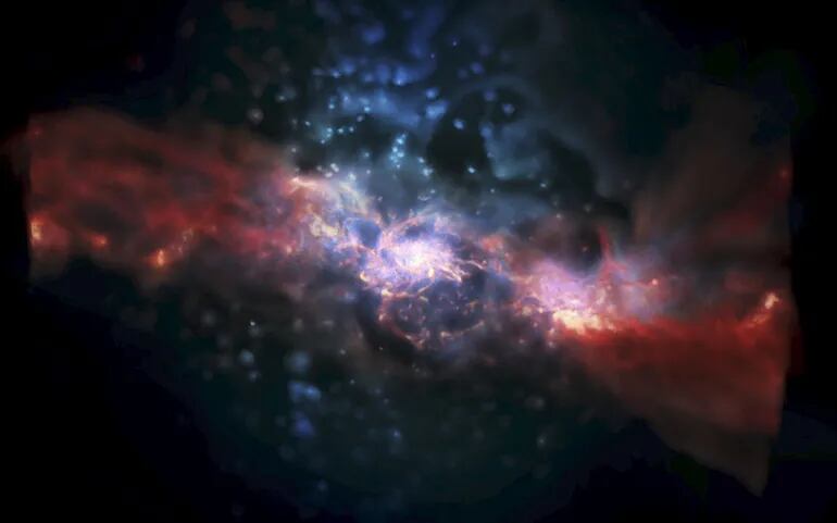 Un grupo de galaxias captado en 2010. Señales de luz muy energética en once galaxias se repiten cada dos años.