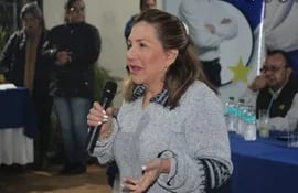 Zulma Gómez haciendo uso de palabra en una de sus últimas actividades políticas.