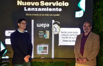 Luis Angulo y Óscar Urdapilleta, director y gerente general de wepa, respectivamente, presentaron el nuevo servicio en la Expo Mariano.