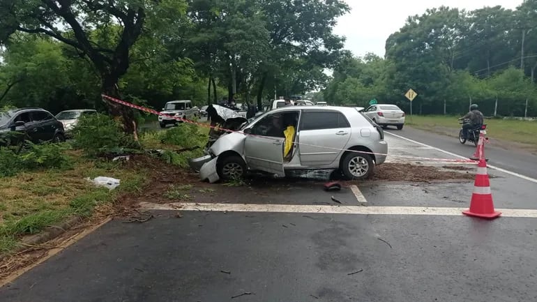 La conductora perdió el control de su rodado y colisionó contra el árbol.