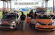 Los autos que competirán en el Rally Trans-Itapúa 2021 durante las verificaciones en el Parque Quiteria.