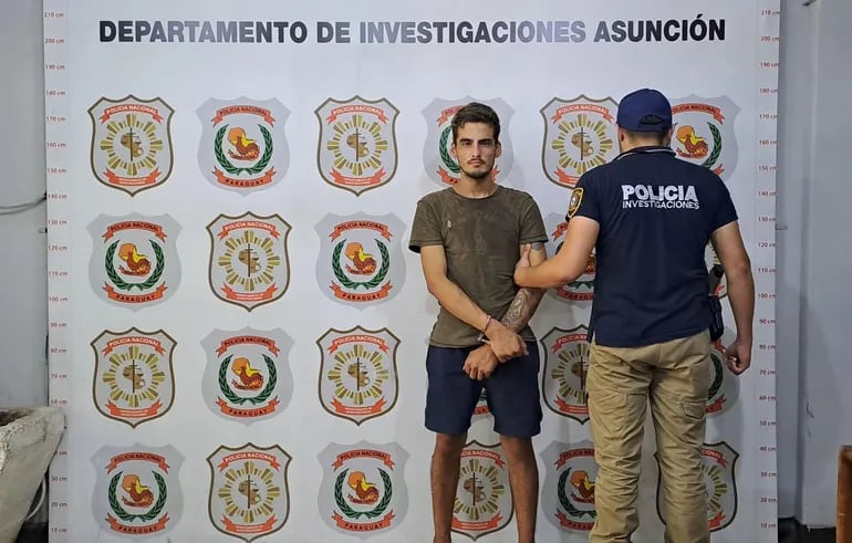 Diego Andrés Miranda, alias "Polaco", detenido ayer como presunto miembro de una banda que perpetró una decena de asaltos en locales de Biggie en Asunción y Central.