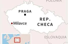 Mapa de la República Checa en el se localiza el municipio de Milavce, en el oeste del país.