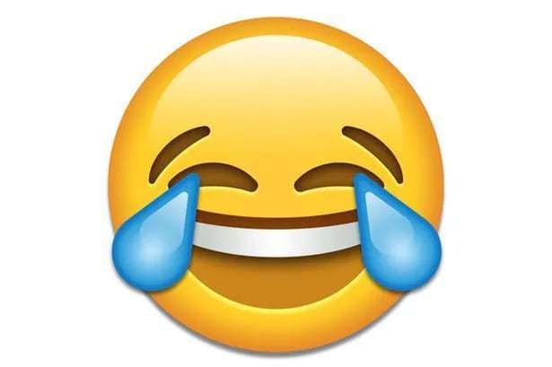 Un emoji que representa la idea de llorar de la risa.