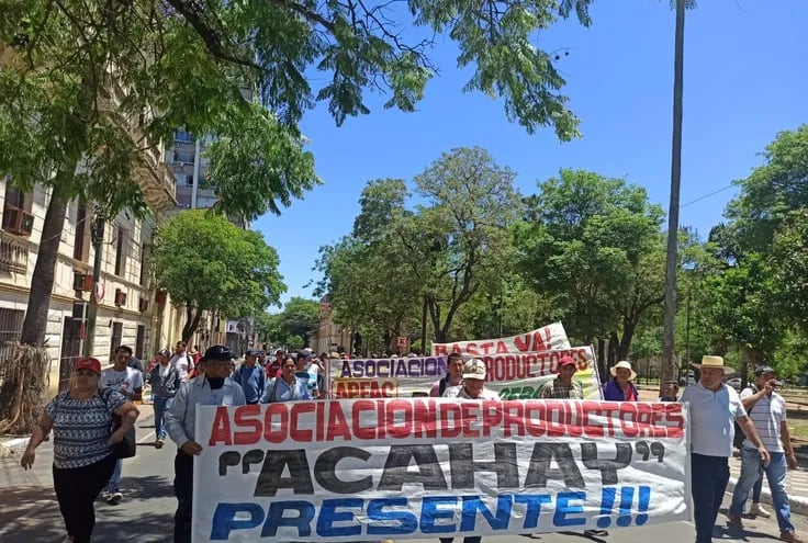 Productores de cebolla y papa marchan en Asunción en reclamo de mercado para comercializas sus productos