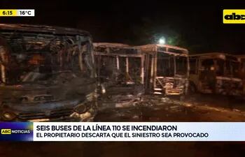 Video: Seis buses de la Línea 110 se incendiaron