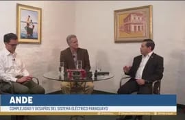 Daniel Ríos, especialista del sector eléctrico, Yan Speranza y el titular de la ANDE, Félix Sosa.