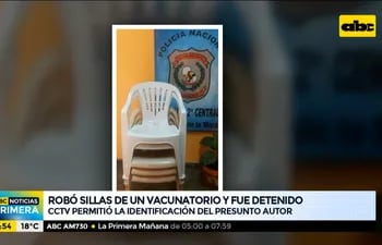 Detienen a hombre que robó sillas de vacunatorio
