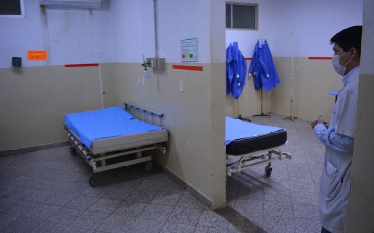 Una de las salas habilitadas exclusivamente para los casos de enfermedades respiratorias. Son 90 camas disponibles.