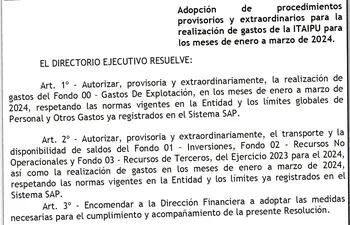 El documento está firmado por todos los directores de Itaipú, que son 12 en total.