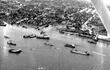 Impresionante despliegue de embarcaciones que escoltaban al yate presidencial de Onganía a su llegada al Puerto de Asunción en 1969.