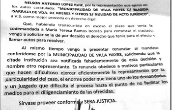 Facsímil del escrito presentado por el abogado Nelson López.