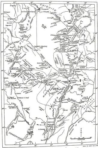 Mapa de los indígenas Chaco, Métraux, p. 198.