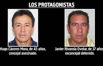 Hugo Cáceres Mora, asesinado, y Javier Rivarola Ovelar, detenido.