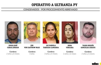 Los cinco condenados en procedimiento abreviado, en febrero último, por la jueza penal de garantías Especializada en Crimen Organizado, Rosarito Montanía.