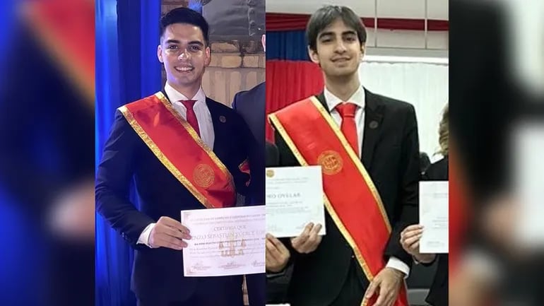 Enzo Yódice y Alejandro "Tratito" Ovelar. Ambos se proclamaron ayer como presidente del centro de estudiantes de la Facultad de Derecho
