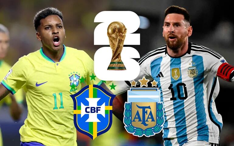 Brasil y Argentina disputan la sexta fecha de las Eliminatorias Sudamericanas 2026.