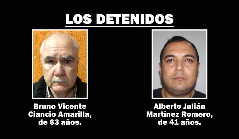 Bruno Vicente Ciancio Amarilla y Alberto Julián Martínez Romero, detenidos por narcotráfico.