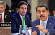 Mario Abdo Benítez, Luis Lacalle Pou y Nicolás Maduro, durante sus respectivas intervenciones en la cumbre de Celac de 2021. (archivo)