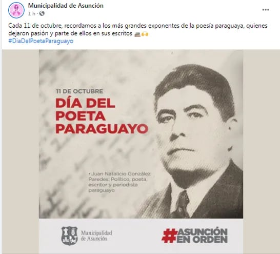 Homenaje a Natalicio González Paredes, en el día del Poeta Paraguayo.