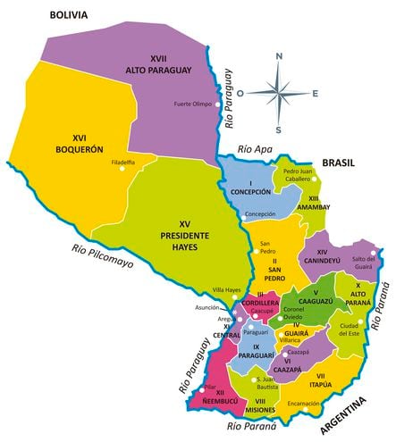 Mapa del Paraguay: división política