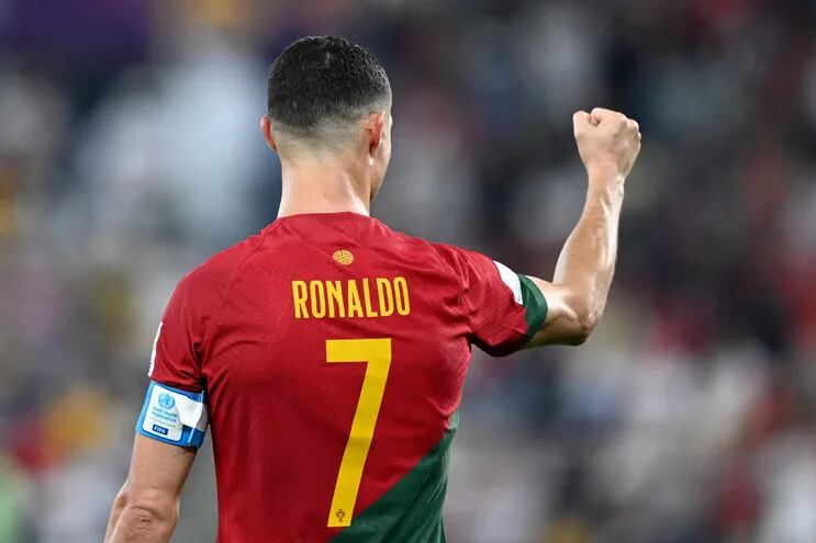 El delantero portugués #07 Cristiano Ronaldo celebra después de marcar un gol durante el partido de fútbol del Grupo H de la Copa Mundial Qatar 2022 entre Portugal y Ghana en el Estadio 974 en Doha el 24 de noviembre de 2022.