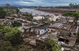 Las casas destruidas tras la inundación causada por el desbordamiento del río Taquari , en la ciudad de Lajeado, en el estado de Río Grande do Sul en el sur de Brasil.