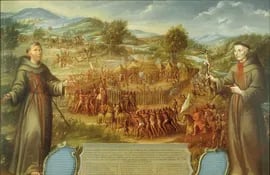 José de Páez: "La destrucción de la Misión de San Sabá en la Provincia de Texas y el Martirio de los Padres Fray Alonso Giraldo de Terreros y Fray José Santiesteban", 1758
