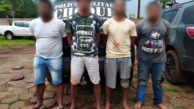 Delio Martínez (22), Vitor Nunes (21), Tiago Ledesma (23) y un tal Carlos Daniel (18), sindicados como miembros del grupo de sicarios que ejecutó el cuádruple homicidio ocurrido en Pedro Juan Caballero.