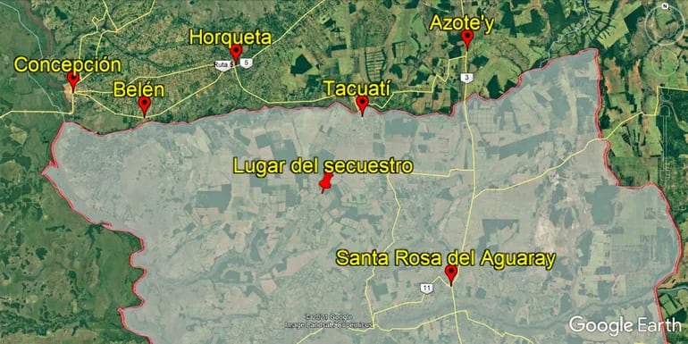 El secuestro Juan Carlos Olmedo Fernández ocurrió a 25 kilómetros del centro de Tacuatí, en el departamento de San Pedro.