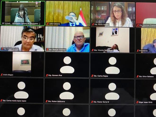 Sesión virtual y presencial llevada a cabo en Diputados en la que analizan el libelo acusatorio contra Mario Abdo Benítez y Hugo Velázquez.