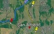 Mapa satelital de la zona donde los militares mataron a un cazador, en San Alfredo.