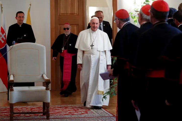 El papa Francisco hoy en la nunciatura apostólica de Bratislava, en Eslovaquia.