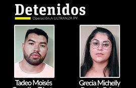 Tadeo González Zárate y  su novia Grecia Michelly Bogarín Brítez, quien fue liberada ayer por orden fiscal tras probarse que no tiene vínculos con la organización criminal.