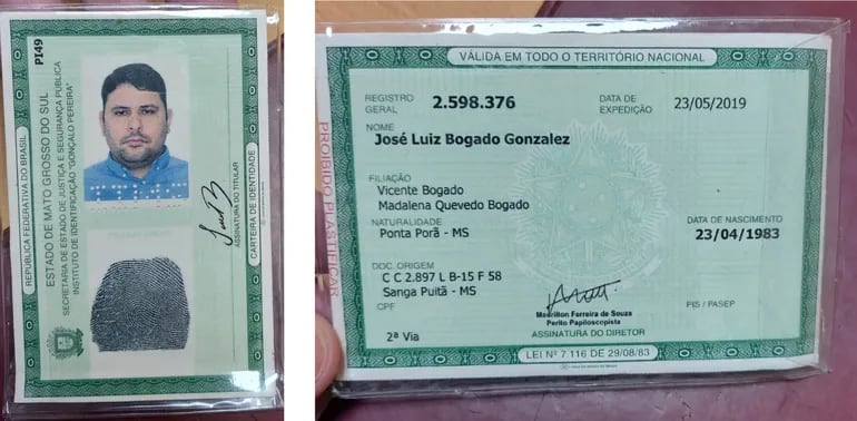 Cédula brasilera falsa presentada por José Luis Bogado Quevedo, quien sería uno de los objetivos del atentado ocurrido en San Bernardino.