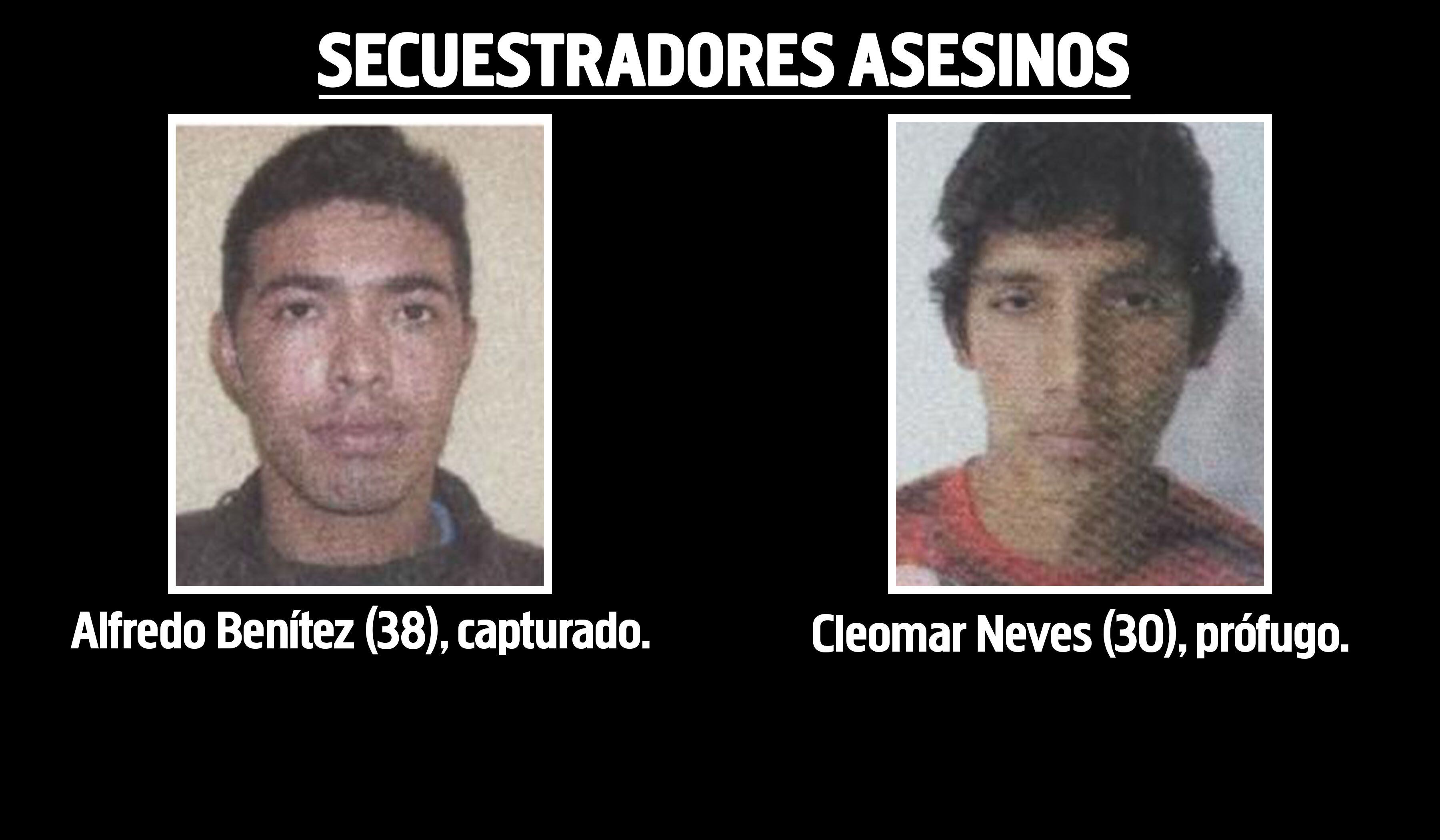 Alfredo Benítez, capturado, y Cleomar Neves, prófugo.
