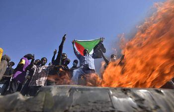 Manifestantes protestan contra el golpe de Estado en Sudán, el pasado sábado en Jartum.