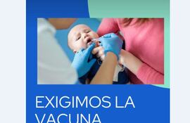 Flyer donde madres de bebés que necesitan dosis contra el Rotavirus denuncian que hay faltante de estas vacunas en hospitales públicos.
